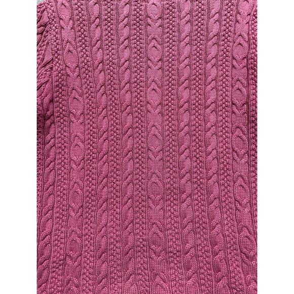 Vintage L.L.Bean Cardigan Sweater Womens Medium Pink Cable Knit Button Pockets - Picture 12 of 13
